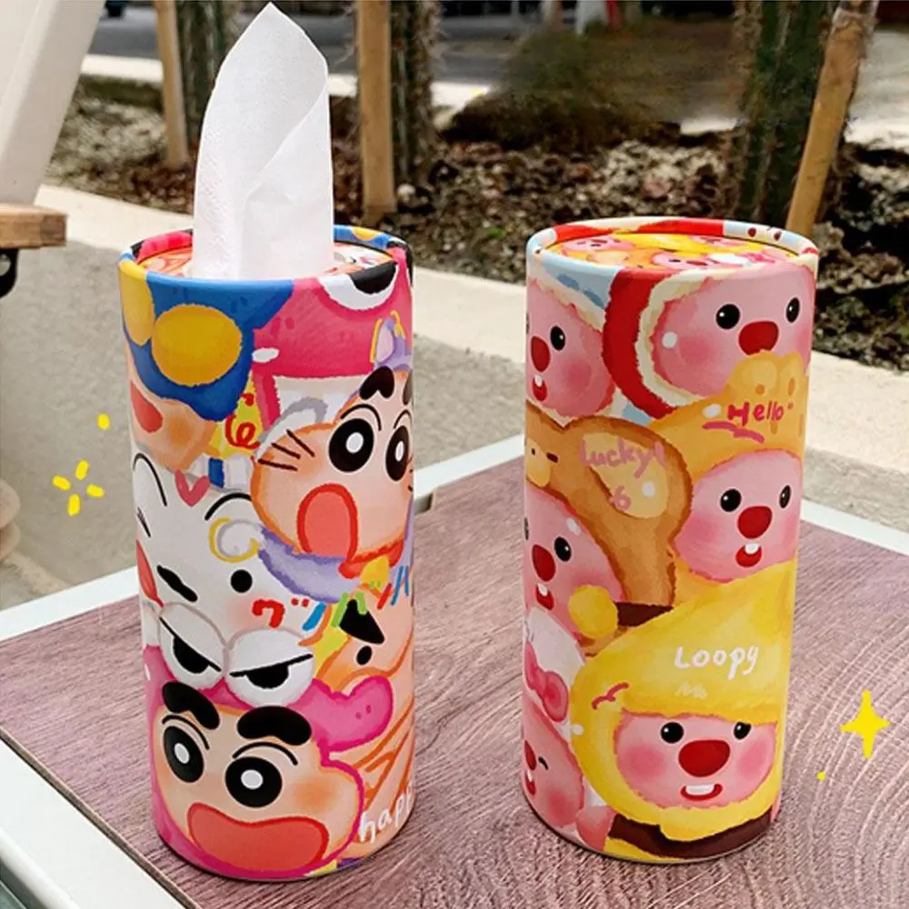 Cylinder Tissues Cup Holder Car Tissue Holder Travel Tissue Holder Cartoon Facial Tissue Tubes Cute with 30 Sheets Paper