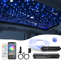 Plafonnier LED Intelligent à Fibre Optique RGBW pour Toit de Voiture, Éclairage à Effet Étoile Filante avec Bluetooth, pour Tout Espace Étroite
