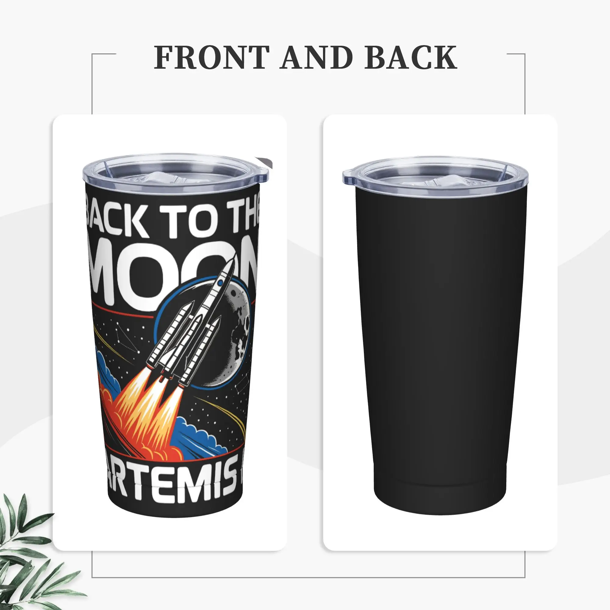 Stainless Steel Tumbler Artemis II 2026 Mission to the Moon Mugs Cup With Straws Camping Cold and Hot Water Bottle