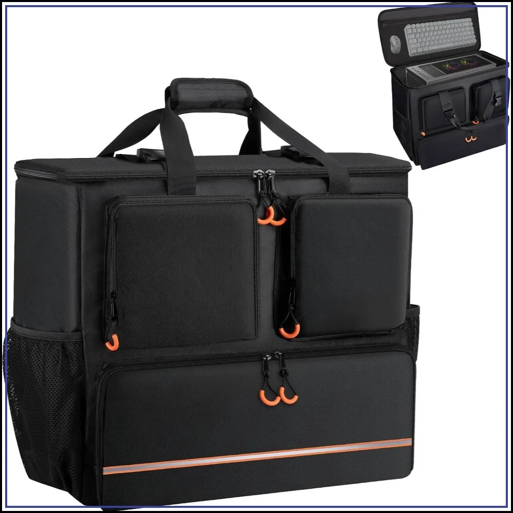 PC Tower Carrying Case, ATX/M-ATX Desktop Travel Bag, Gaming Backpack for Computer, Keyboard, Mouse & Accessories