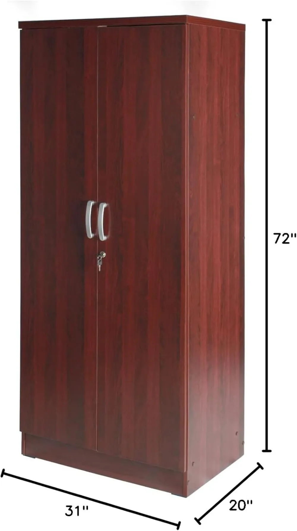 Harmony Wood Two Door Armoire Wardrobe Cabinet in Mahogany Modern elegance and durability Versatile door configuration