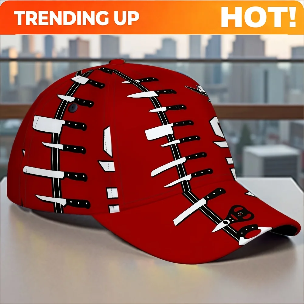 Customization 1pc With Culinary Knife Collection Print All-Over Print Duckbill Hat Comfortable Pattern Print Fashionable With Ad