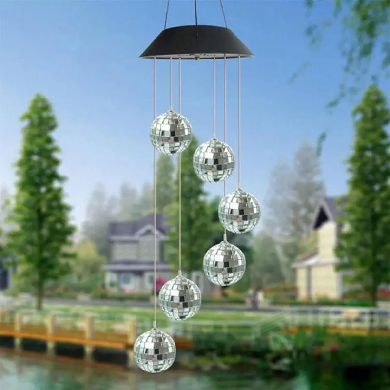 

Color Changing Solar Wind Chime Crystal Disco Ball Chime Lamp Waterproof Powered Outdoor Use For Courtyard Garden Decoration