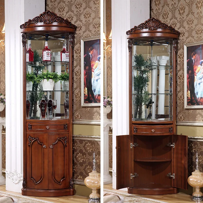 Living room corner cabinet fan-shaped wall corner cabinet corner cabinet retro luxury corner storage cabinet