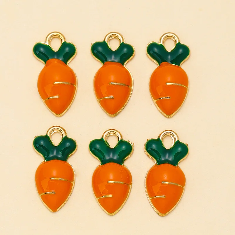 

12Pcs 9*17mm New Creative Enamel Mini Carrot Charms for Cute Earrings Pendants Bracelet Handmade DIY Making Jewelry Accessories