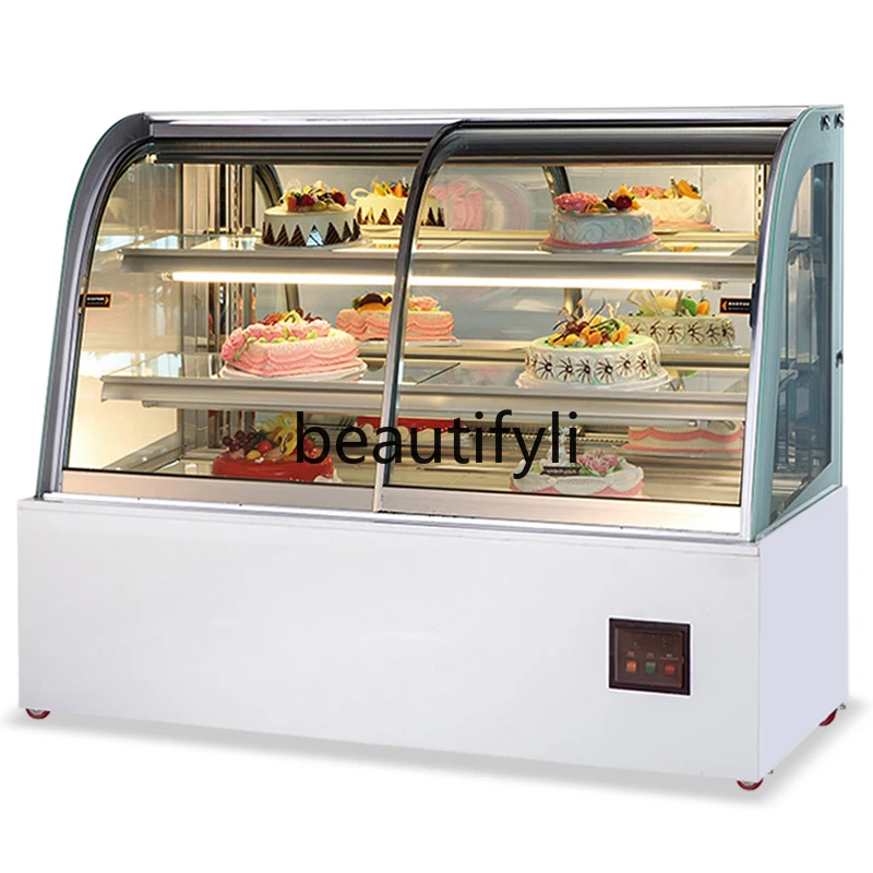 

Curved Cake Refrigerated Display Cabinet Fruit Delicatessen Dessert Fresh-keeping Cabinet Commercial Air-cooled Glass Freezer
