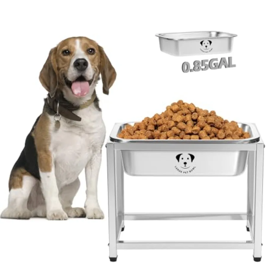 

0.85 Gallon Elevated Large Dog Water Bowl, 10.23" Raised Stainless Steel Bowl for Medium Large Breed, Elevated Dog Water Bowl w