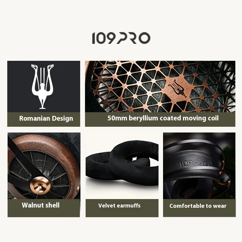 MEZE Audio 109Pro Headphone Open Moving Coil Wired HIFI Sound Stereo Headphone 50mm Moving Diaphragm Aluminium Shell Customize