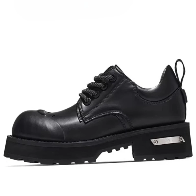 European/American Luxury Black Silver Derby Shoes for Men's Women's Comfortable Height Increasing Shoes Thick Soles Casual Shoes