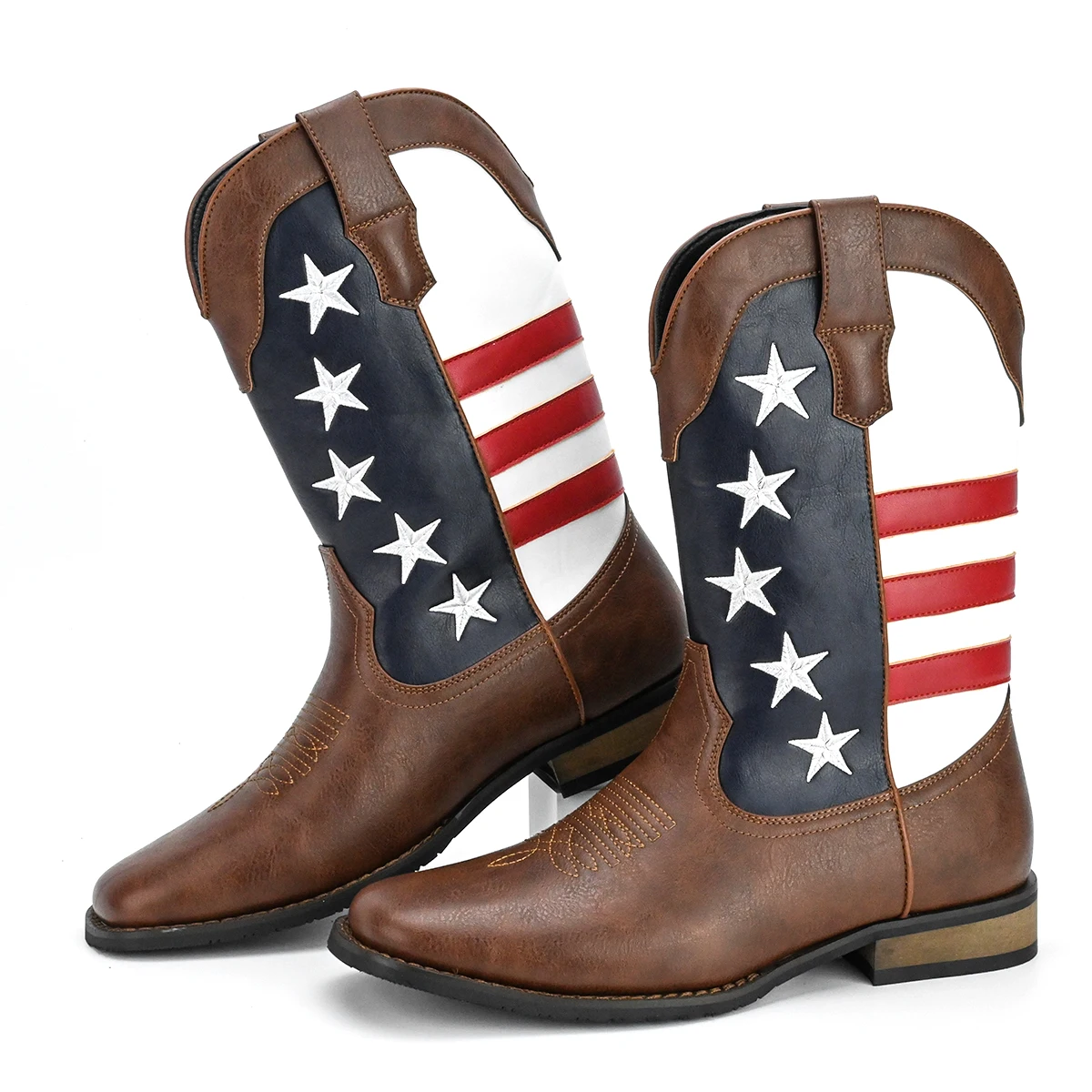 Personalized fashion men's cowboy boots five-pointed star pull-on men's outdoor western cowboy boots