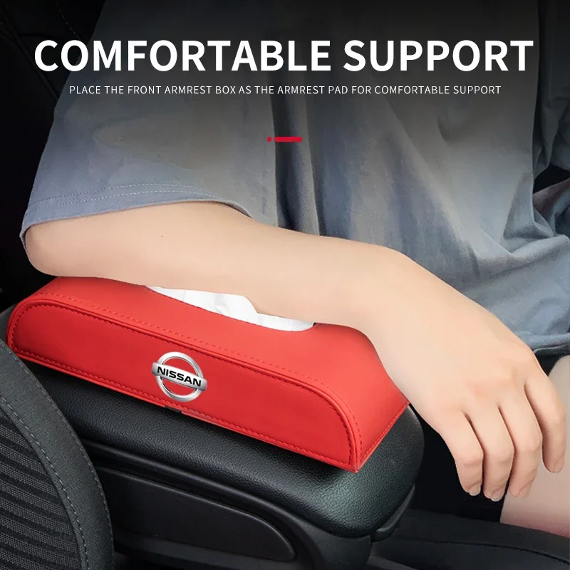 Car Leather Tissue Storage Bag Armrest Box Sun Visor Home Tissue Pack For Nissan X-trail Qashqai J10 J11 Note Juke Sentra Patrol