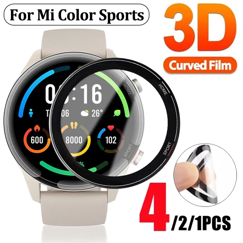 4-1PACK Curved Edge Full Soft Protective Film For Xiaomi Watch Mi Color Sports Edition Smart Watch Screen Protector (Not Glass)