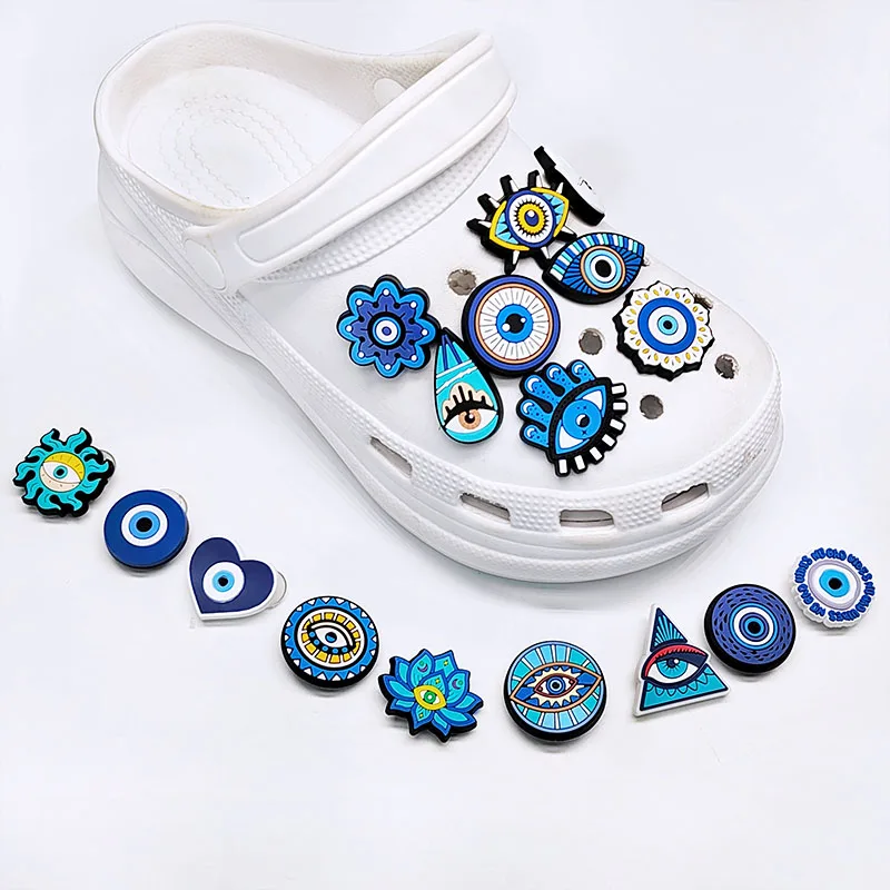 New Arrivals 15pcs Devil's Eye Shoe Charms Accessories Sandals Shoe Decorations Pins Kids Women Favor Gift