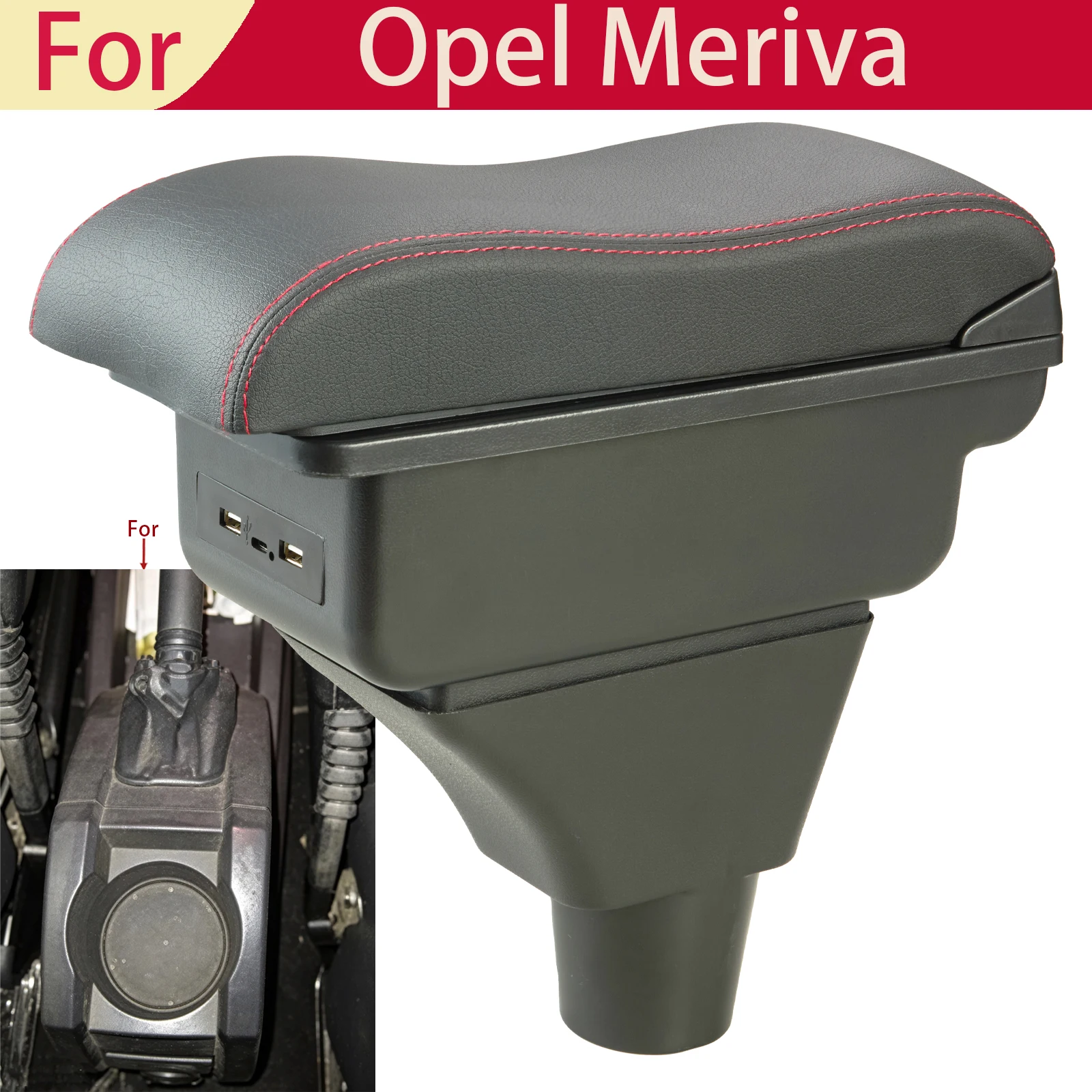 For Opel Meriva Armrest Box for Opel Meriva Car Armrest Box Center Console Store Box USB Port Dedicated Retrofit Car Accessories