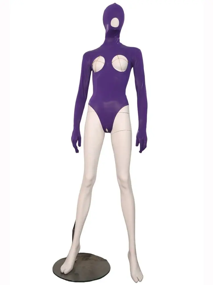 

Боди с капюшоном и отдельным пальцем из искусственной кожи, ажурный бюст, боди без вырезов с открытой промежностью, колготки, сексуальное боди, трико, клубная одежда