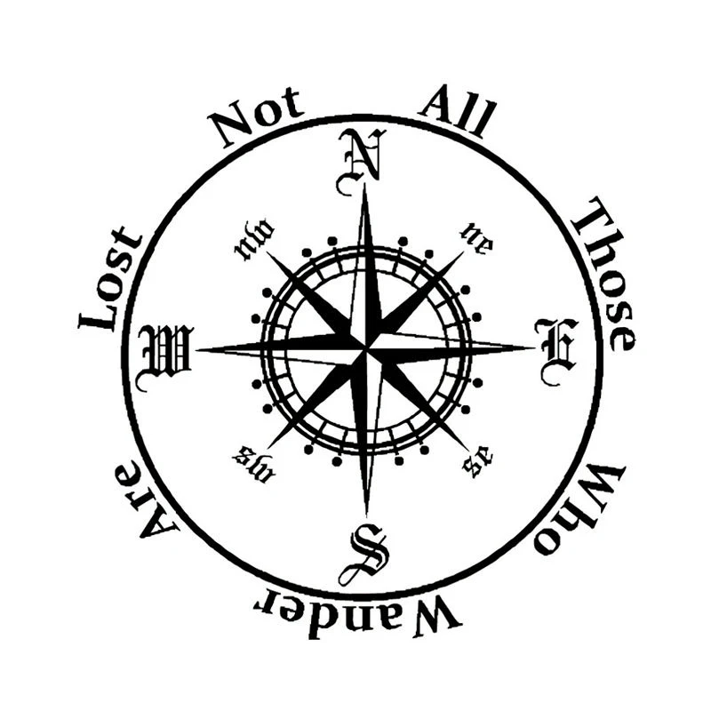 Car Stickers NSWE Compass Funny PVC Car Decoration Accessories Stickers Creative Waterproof Sunscreen Black/white,16cm*16cm
