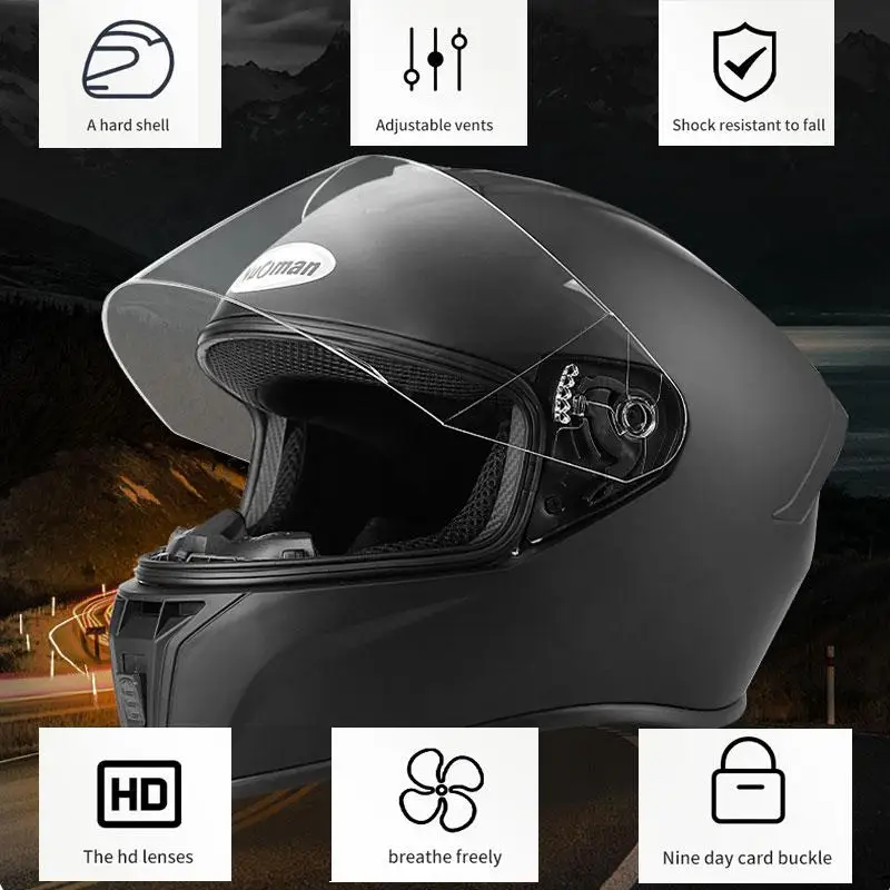 Unisex Retro Motorcycle Helmet Vintage MTB Bike Helmet Ultralight Cycling With HD Len Winter Riding Shock Absorption Full Helmet