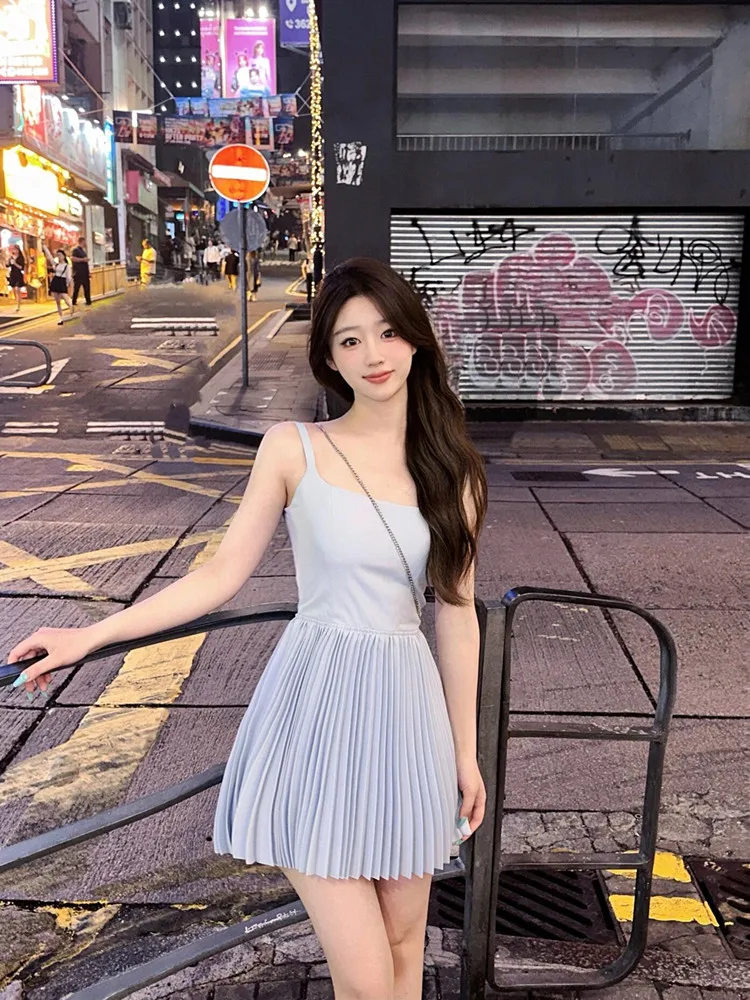 

Новая женская плиссированная юбка-халтер в балетном стиле Pure Desire Sweet Spicy, лето 2026, с эффектом утяжки талии, приталенная, А-силуэт, для создания нежного образа.