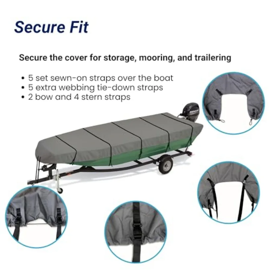 غطاء قارب جون قابل للمقطورة عالي التحمل مقاوم للماء والأشعة فوق البنفسجية بطول 12 قدم مصنوع من محلول بحري 600D من البوليستر المصبوغ مع