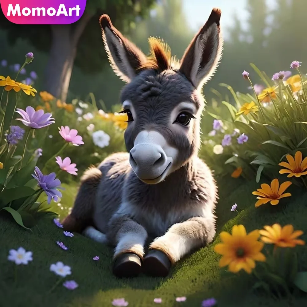 Momoart Donkey Diamond Embroidery Animal Painting Cartoon Ki