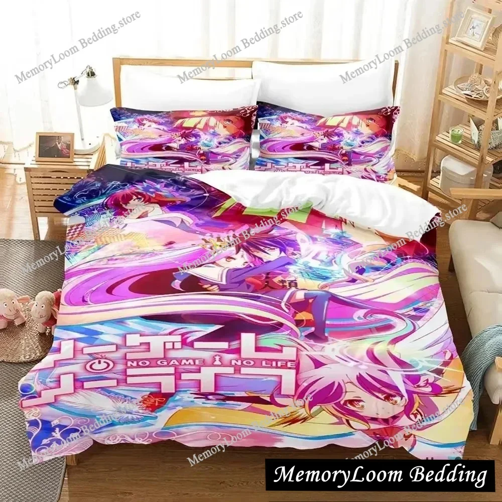 

3D Printed Anime No Game No Life Bedding Set Duvet Cover Bedroom Comforter Single Twin King _Size Quilt Cover Home Textiles