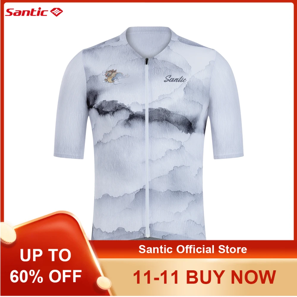 

Santic Men's Cycling Jerseys Short Sleeved Breathable Quick Drying Cycling Tops Outdoor Sports Bike Jerseys