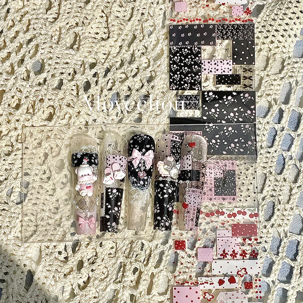 Koreaanse stijl bloemencollage manicure transferstickers, nagelfolie (moet worden gecombineerd met transferlijm)