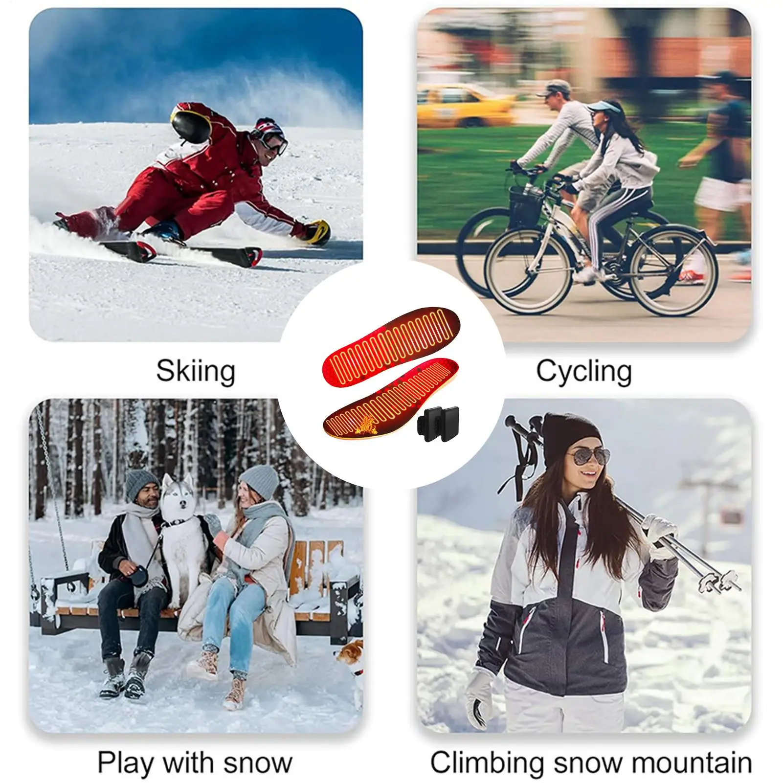 Palmilhas aquecidas recarregáveis Bateria de 5000mAh e aquecedores de pés com controle remoto para esqui, trabalho ao ar livre, camping, homens e mulheres