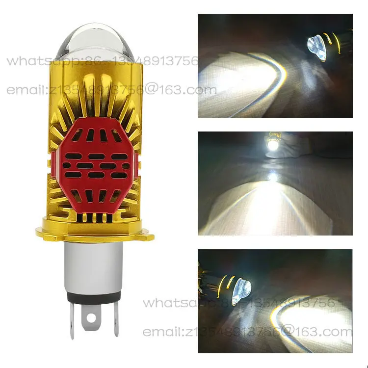 New car LED lighting 4 double light small lens with tangent motorcycle far and near integrated front lighting high brightness