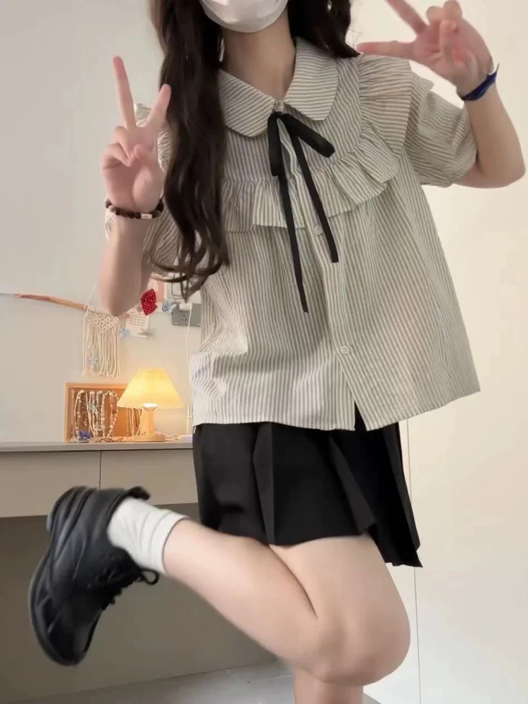 

Корейский комплект из двух предметов: юбка в клетку и топ для студенток, летний милый студенческий костюм