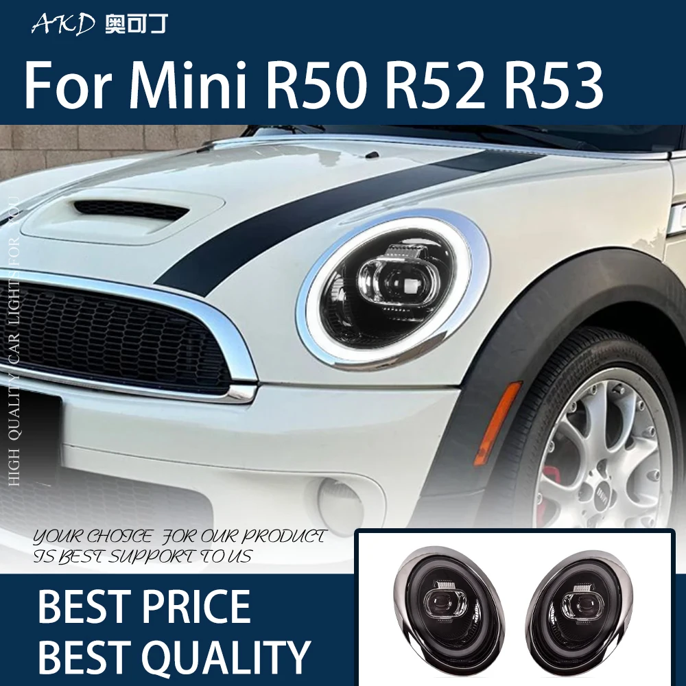 

Автомобильные фары для R60 Mini R50 R52 R53 2001-2007 светодиодные фары Запуск 7 цветов анимация DRL динамический сигнал лампа Инструмент Аксессуары