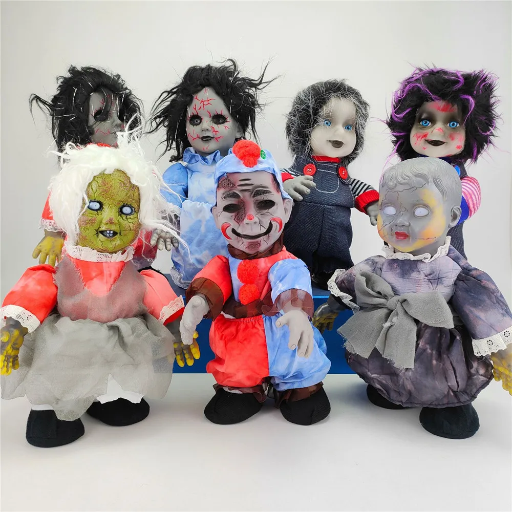 25cm Electric Prank Halloween Toys Walking Dolls Funny Props Prank Holiday Decorations Scene Decorations Toys