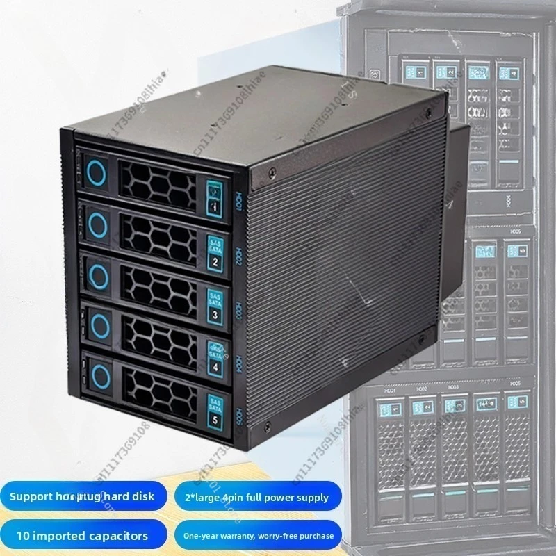Hot Swap Hard Drive Cage 3 x 5.25 Inch Bay to 5 x 3.5 Inch SATA SAS HDD Module with Backplane Storage Expansion Rack Trayless