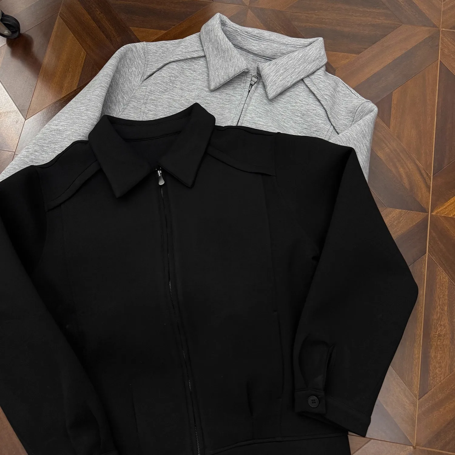 Men Coat Solid Splice Turn Down Collar Jackets Long Sleeve Vintage Zipper Y2k Streetwear Work Casual Pleated 2026 Autumn Winter