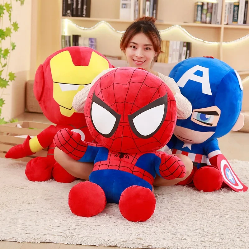 

Large 100cm Superhero Iron man Spiderman Captain America Stuffed Plush Toy Spider Doll Room Ornament Bed Sofa hold pillow Gift