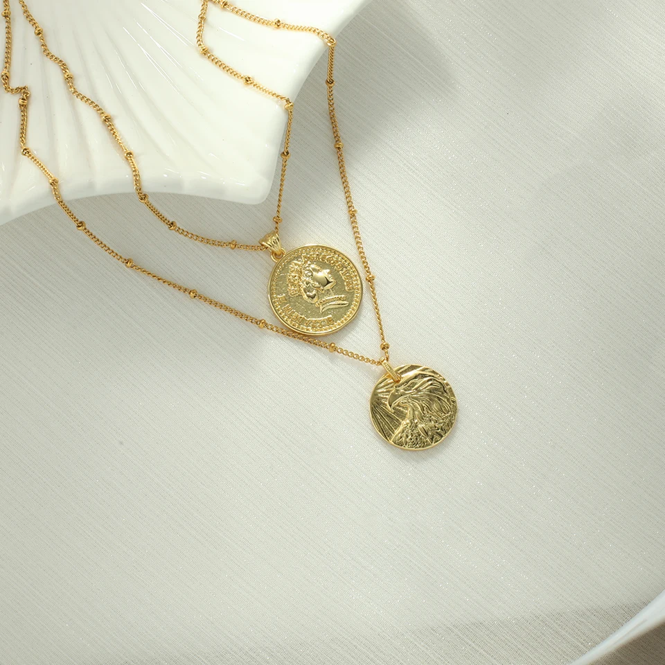 Gold Vintage Coin Necklace for Women
