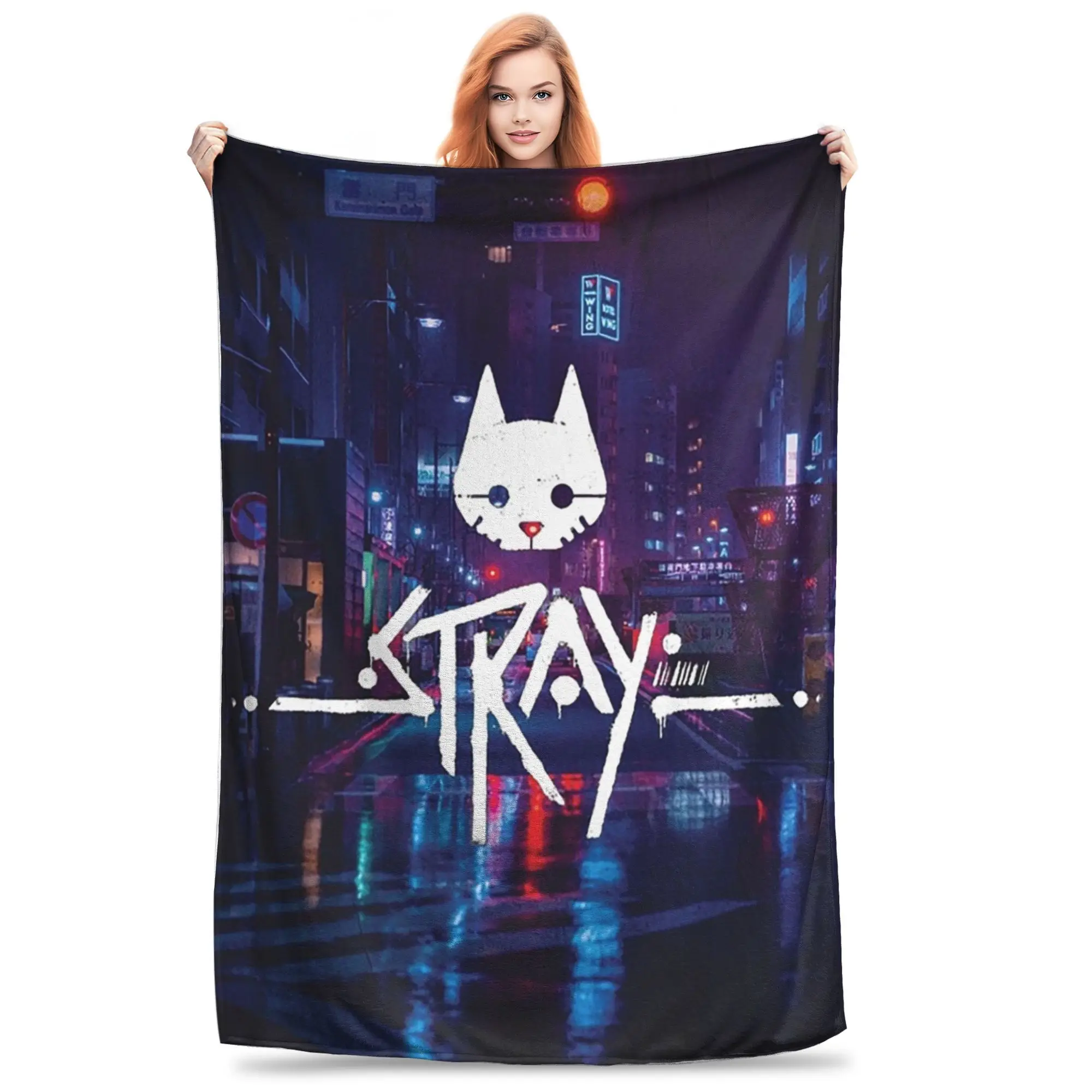 stray logo essential Blankets Soft Warm Flannel Throw Blanket Cover for Bed Living room Picnic Travel Home Couch