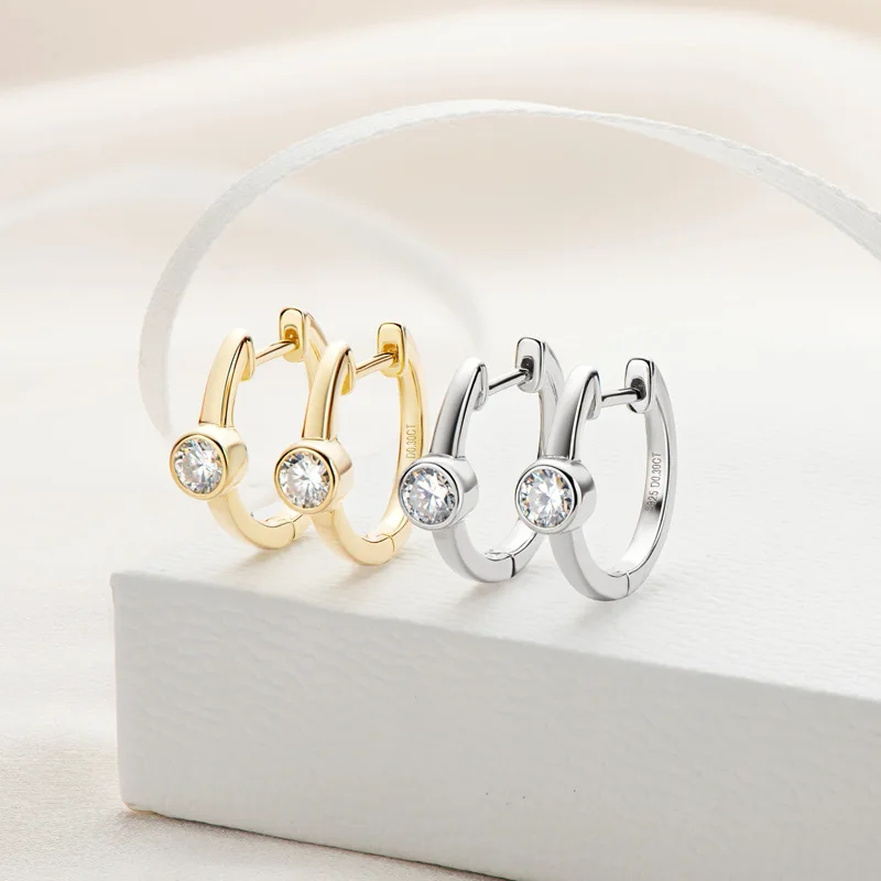 

Moissanite Hoop Earrings for Women 18K Gold Plated S925 Sterling Silver Diamond Earrings Wedding Party Fine Jewelry