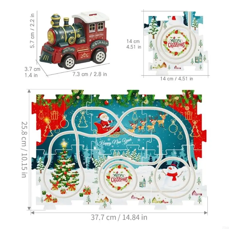 77HD Electric Train Christmas Puzzle Track Vehicle Playset for Toddlers Fun Learning Toy Interactive Puzzle Track Game