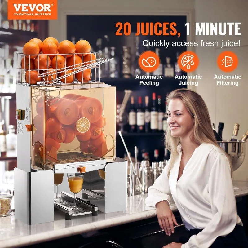 Commercial Juicer Machine, 110V Juice Extractor, 120W Orange Squeezer for 22-30 per Minute, Electric Orange Juice Machine