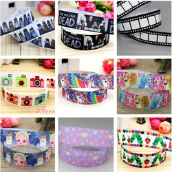 DHK 7/8'' 5yards Camera Horse Movie Cake Printed Grosgrain Ribbon Accessories Material Decoration DIY Sewing Craft C2655
