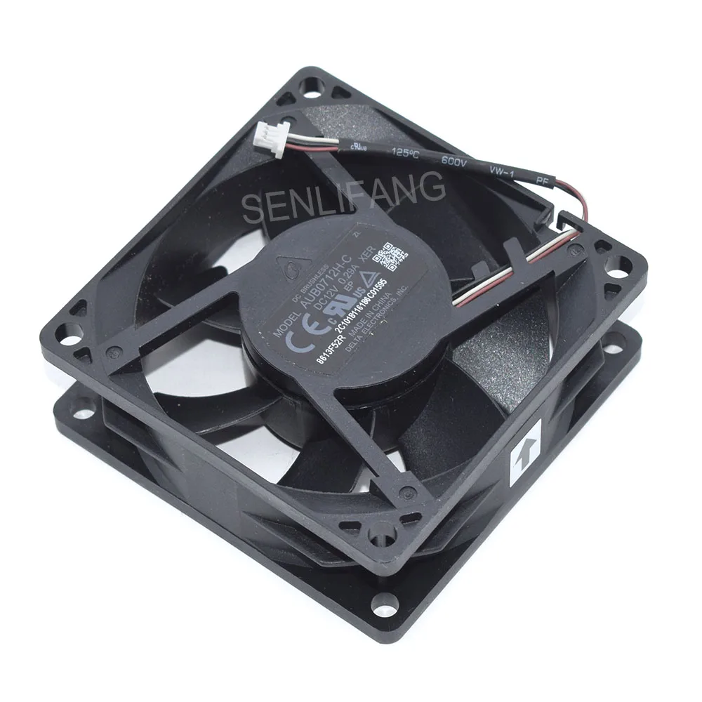 New AUB0712H-C XER DC12V 0.29A 70x70x25mm 3Pin For Delta Server Square Cooling Fan