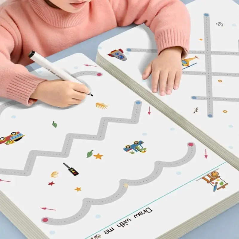 DXAB 어린이 추적 통합 문서 재사용 가능한 글쓰기 도면 교육 그림책 펜 제어 연습 카드