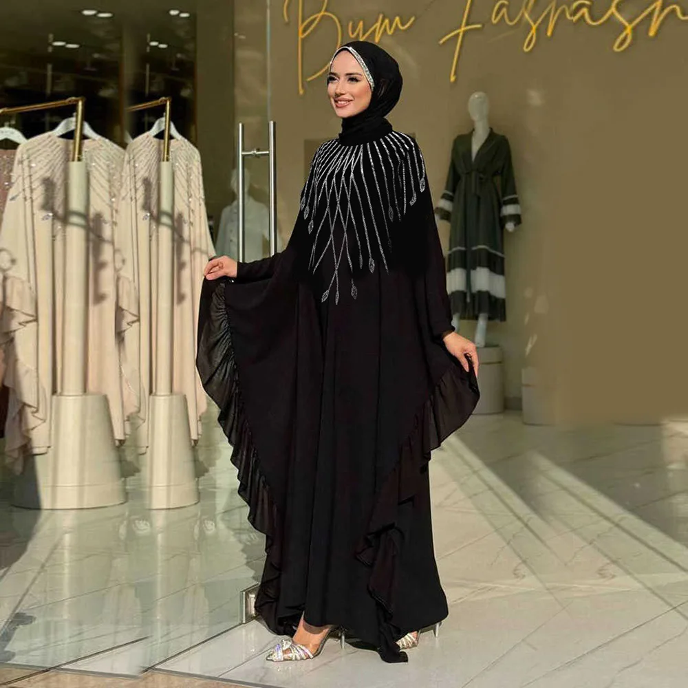 

Xqy500402 Fashionable Lady Clothes Embellished Loose Casual Dress Muslim Long Dress Robe Abaya Ramadan Dubai Luxury Islam Elegan