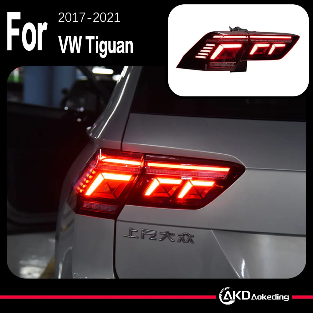 AKD Car Model for VW Tiguan Led Tail Light 2017-2021 New Tiguan Rear Lamp DRL Dynamic Signal Reverse Automotive Accessories