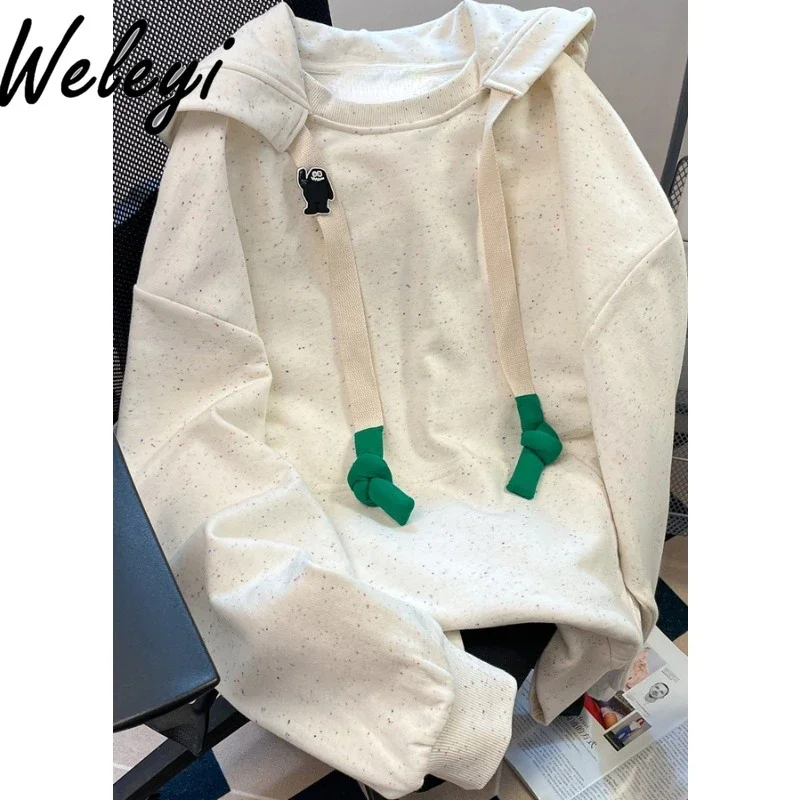 Korean Loose Non Collision Casual Hooded Hoodies Woman 2024 Spring and Autumn Couple Idle Style Unique Chic Long Sleeve Coat Top