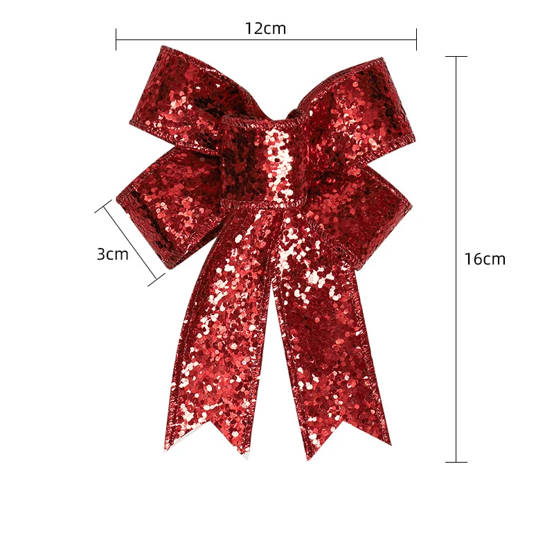 Merry Christmas Bow Supplies Christmas Tree Decoration Pendant Sequin Bowknot Red Home Decoration Products 2024 Happy New Year