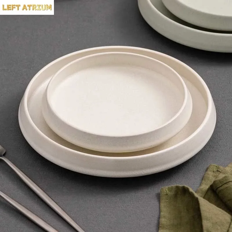 Circular Ceramic Plate Restaurant Fruit Salad Plate Pasta Plate Thick Soup Plates Sashimi Plates Serving Dish Kitchen Utensils