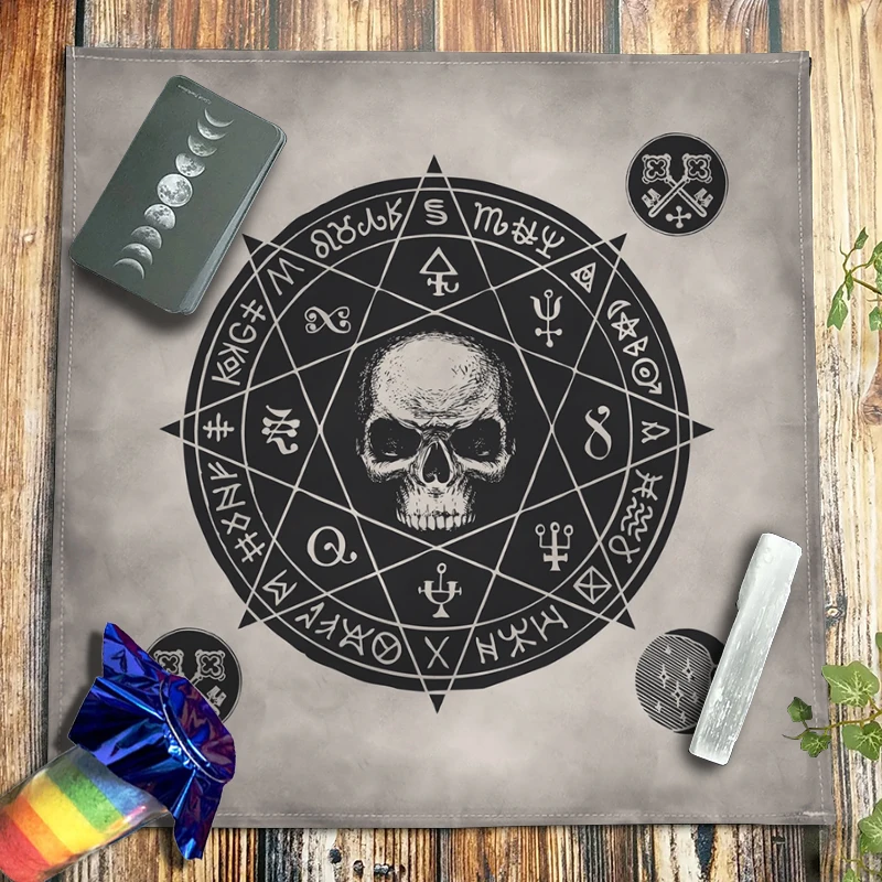 Beetle Skull Runes Velvet Tarot Tablecloth Altar Cloth Spiritual Witchcraft Pagan Oracle Card Pad Divination Astrology Pendulum