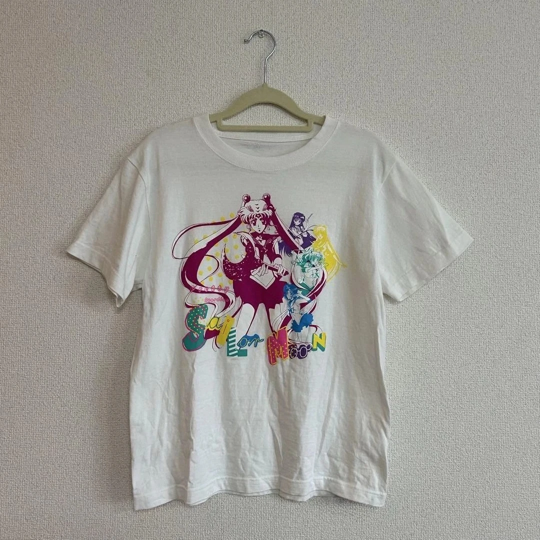 Sailor Moon Anime Shirt Zeldzaam ontwerp 2-zijdig wit Unisex shirt Herdruk Street chic Casual Trendy Oversized losse korte mouw
